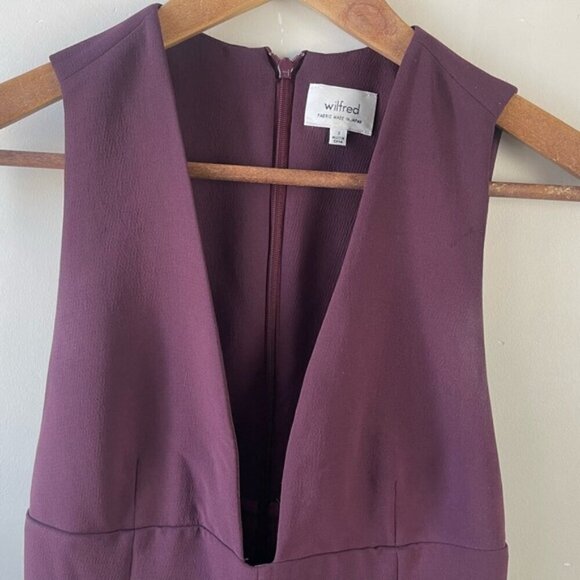Aritzia Wilfred Burgundy Montbrun Dress fit and flare sleeveless plunge size 2 - Picture 4 of 10